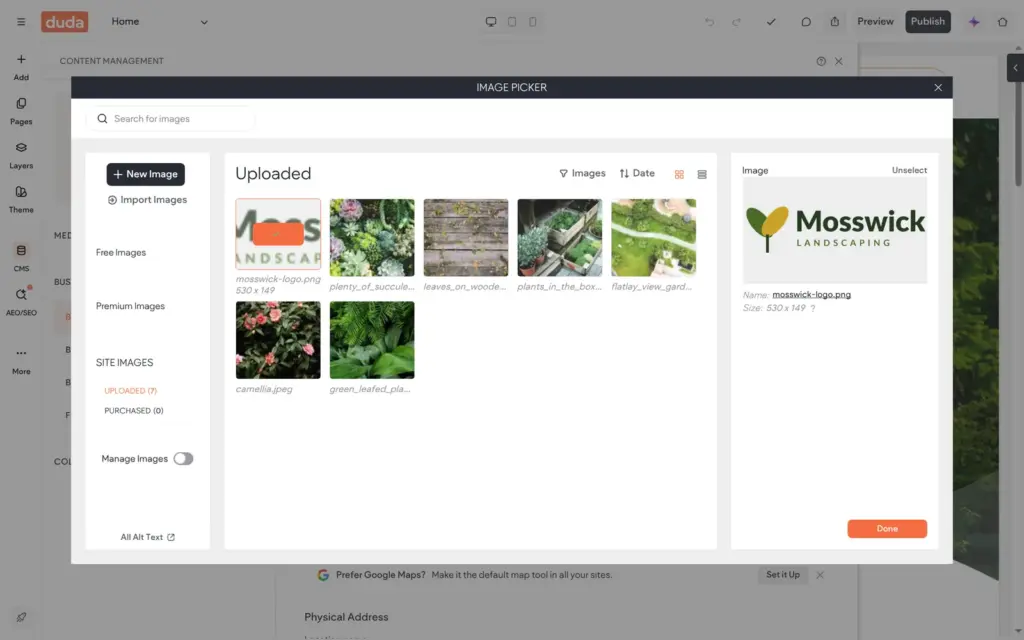 Uploading the logo in the image picker