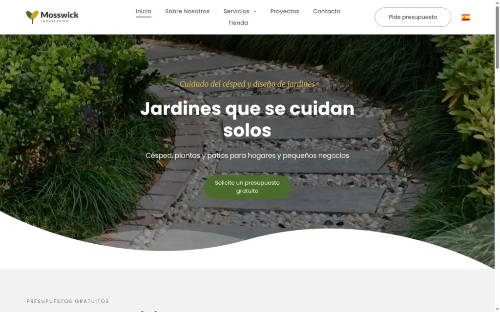 The Spanish home page on the live site