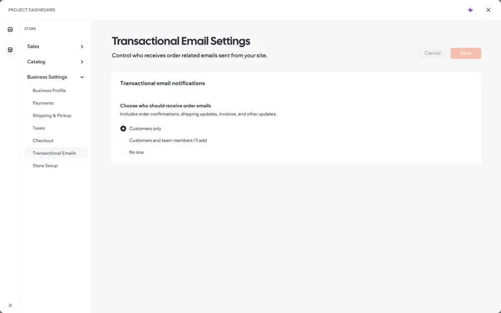 Order emails go to customers by default