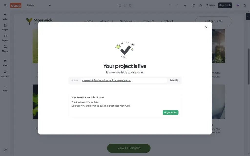 The site is live on the free address