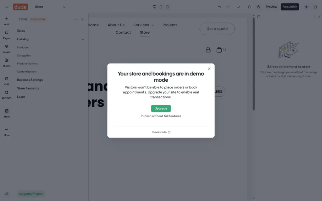 With a store, publishing asks about demo mode