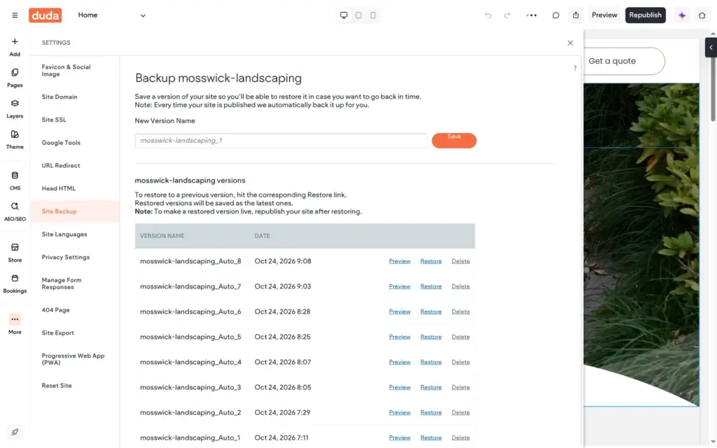 A backup with each publish
