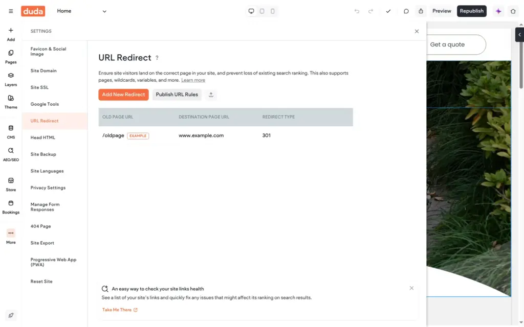 Redirects for old addresses