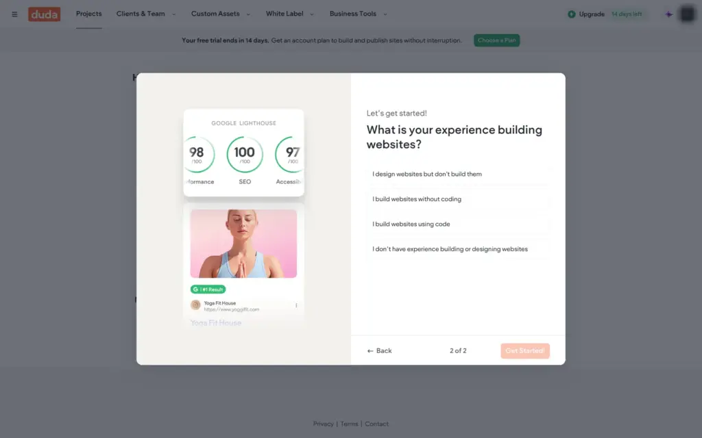 Second question: experience with websites