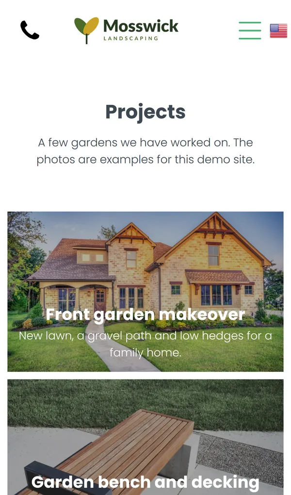 Projects gallery on a phone