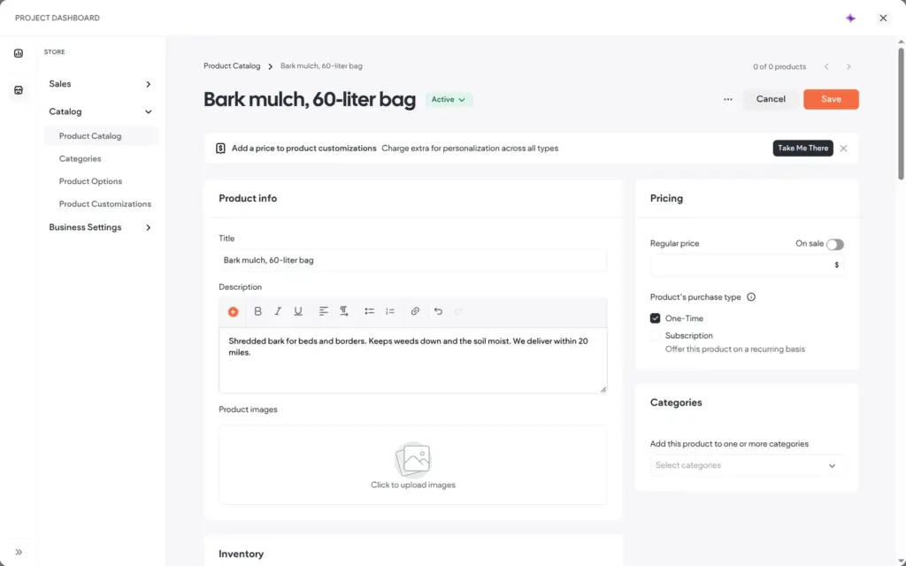 The product editor