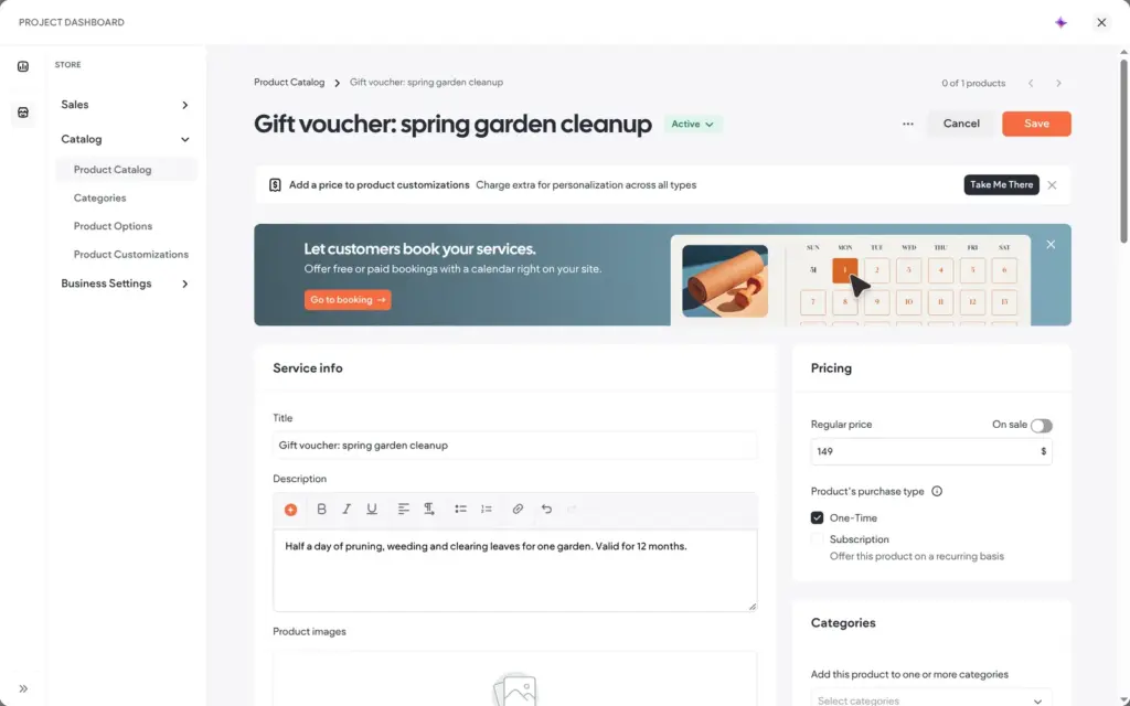 A gift voucher as a service product