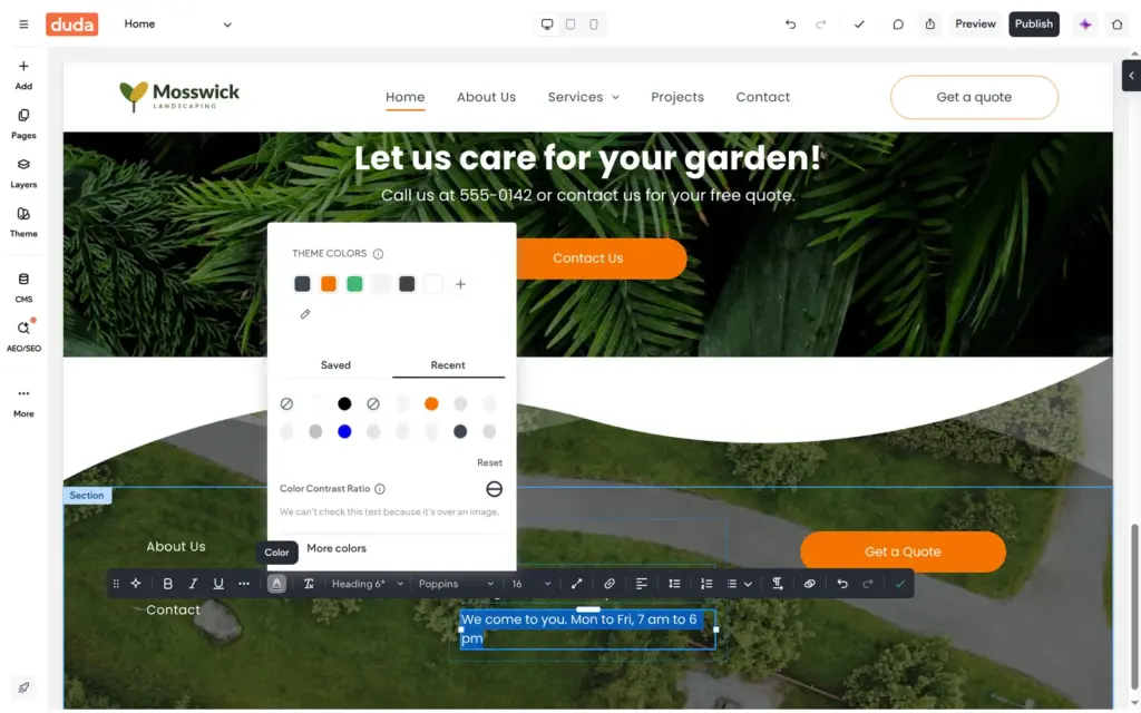 Setting the footer text back to white