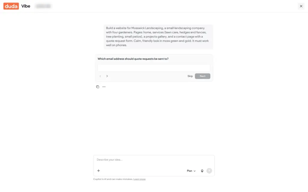 Vibe's first question: where quote requests should go