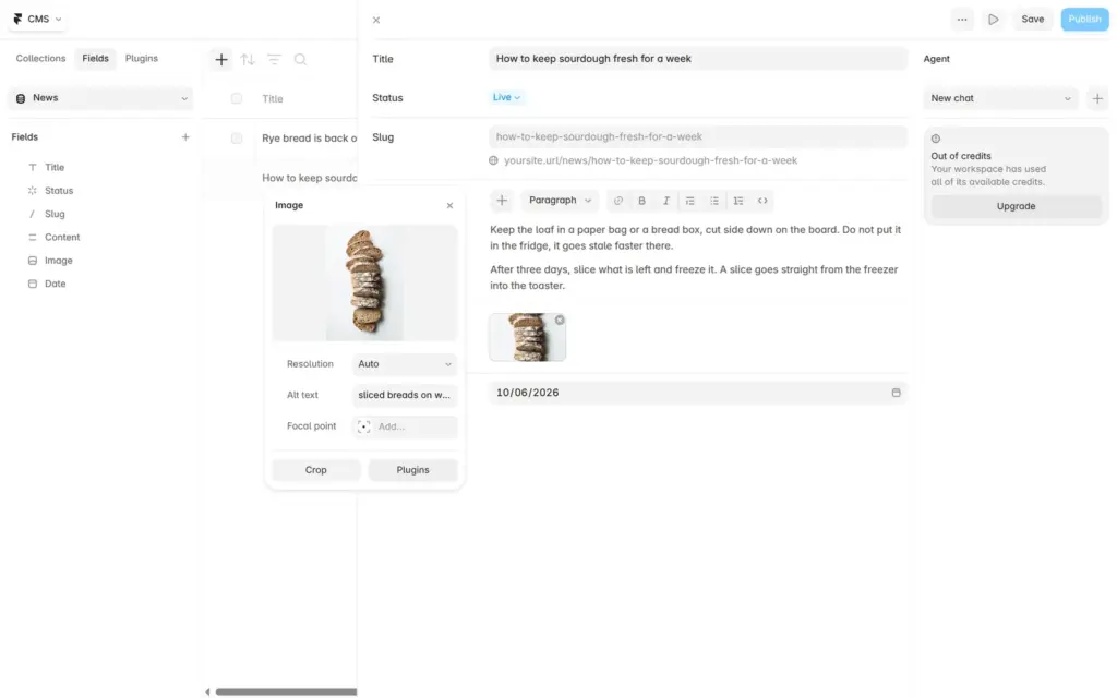 Writing a news post in the Framer CMS editor