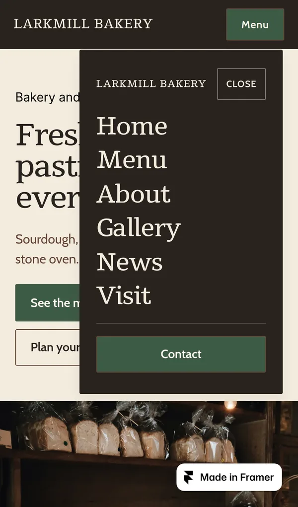 The phone menu before the fix, still showing the template name
