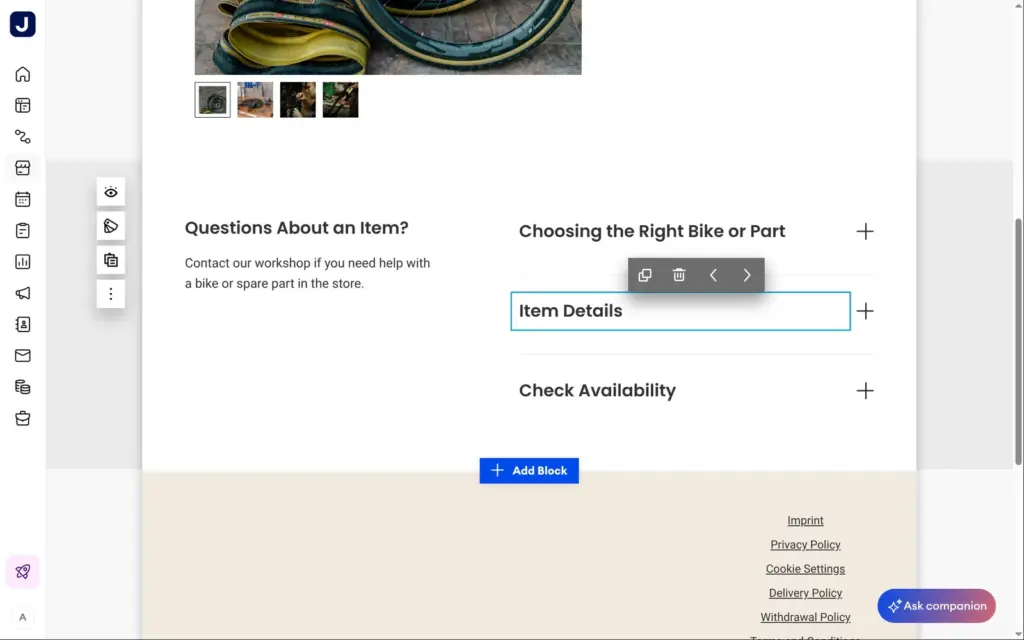 The store page text written by Companion