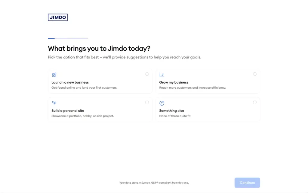Jimdo's first question: what brings you to Jimdo today