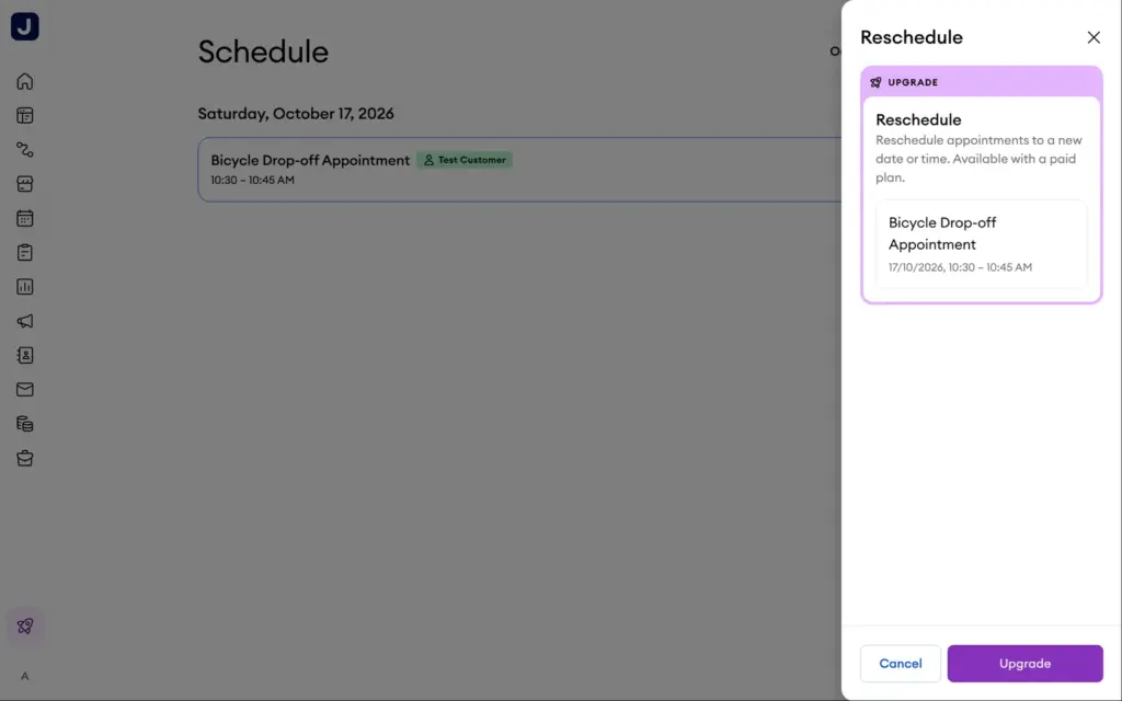 Rescheduling an appointment requires a paid Jimdo plan