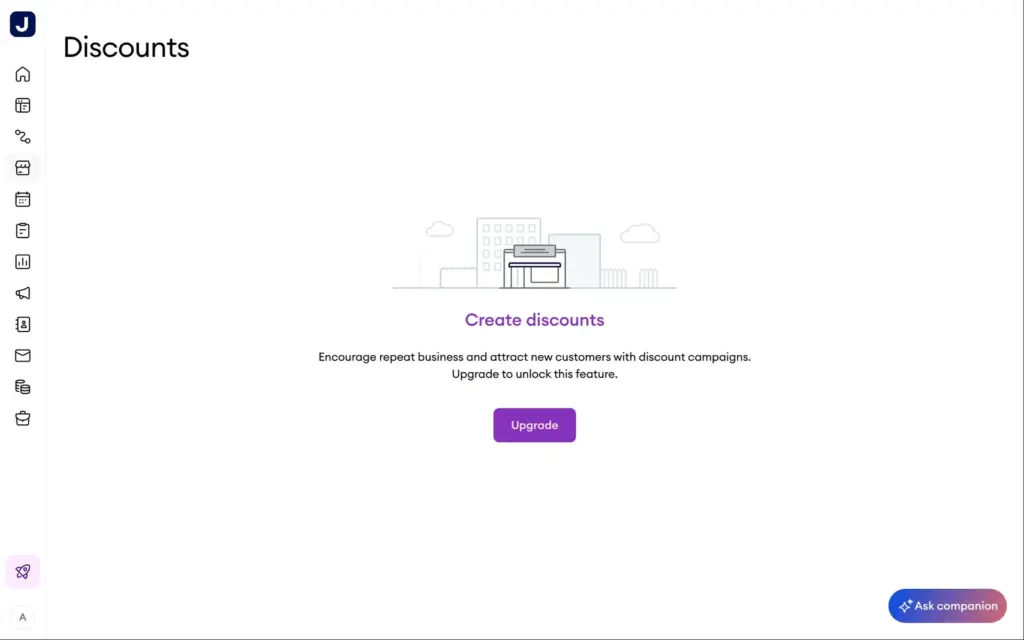 Discount codes require an upgrade in Jimdo's store