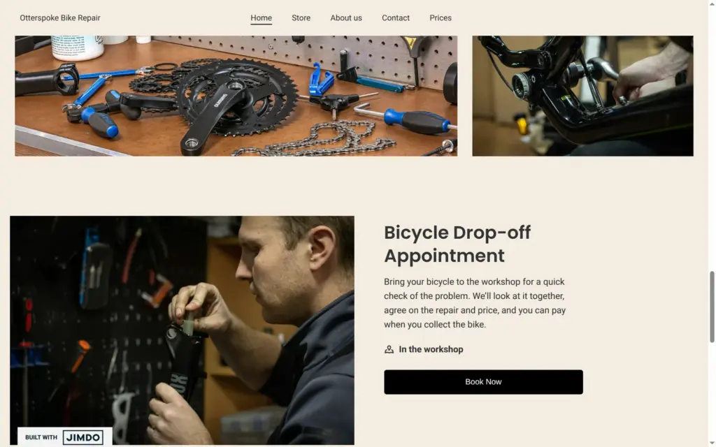 Booking section for the drop-off appointment on the demo site, on a computer