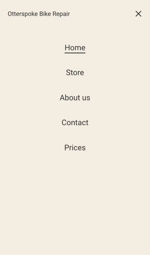 The opened phone menu of the demo site