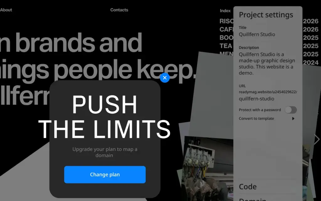 Upgrade dialog Push the limits, upgrade your plan to map a domain