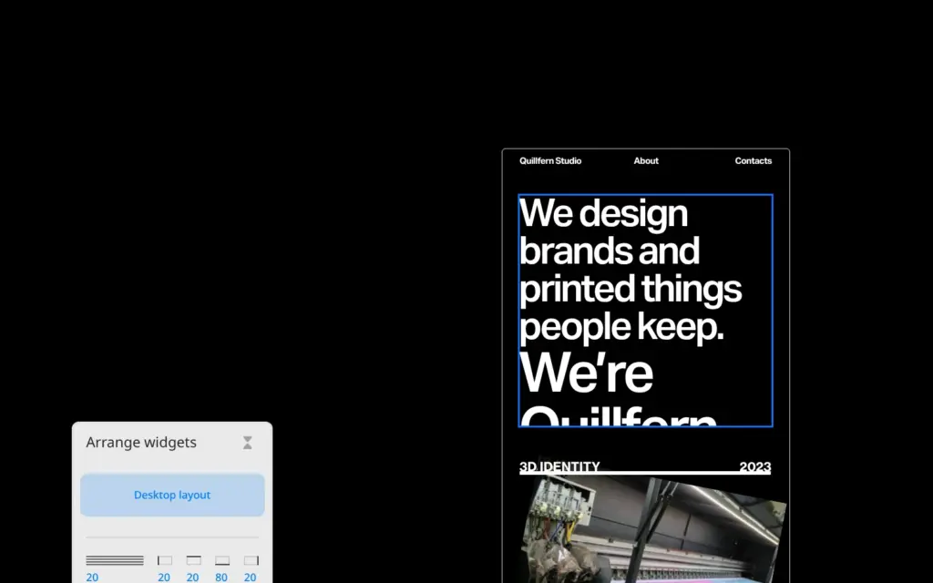 Phone layout in the editor with the headline cut off at the bottom of its box