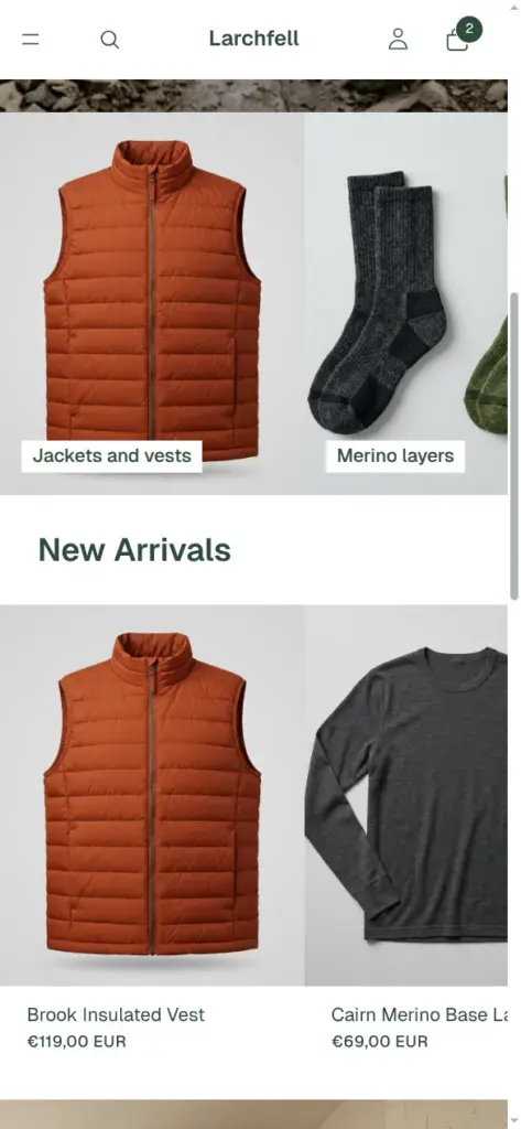 Collection tiles and new products on a phone