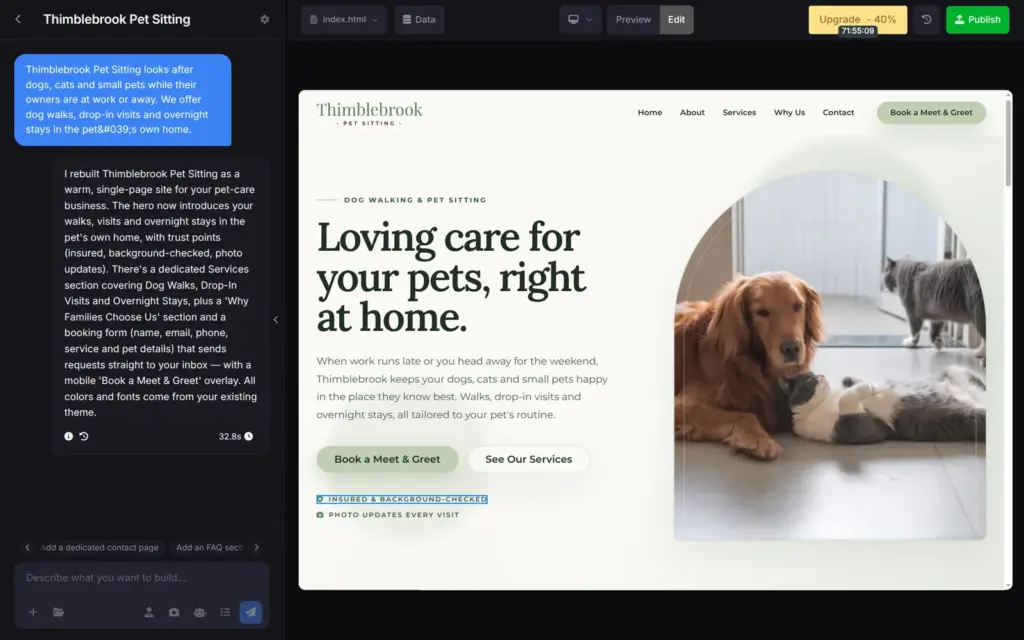 Hero section with the made-up claim insured and background-checked