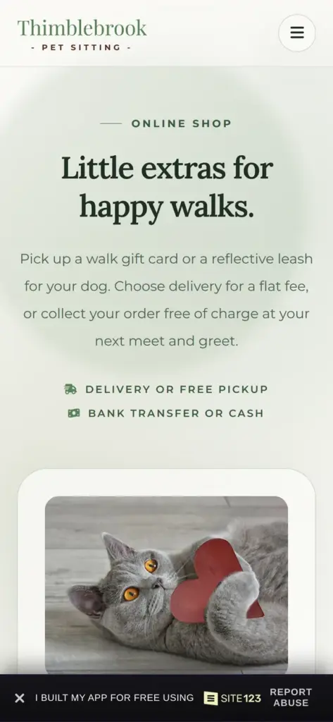 Shop page on a phone