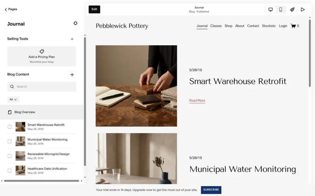 Blog layout with four demo posts from 2019