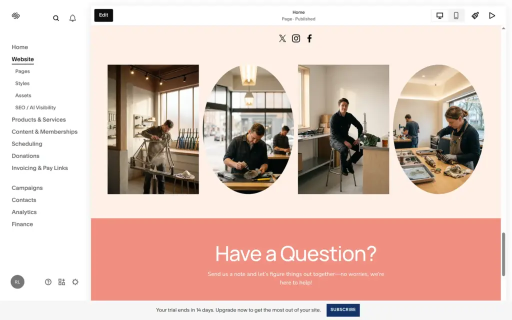 Generated photos of people at work benches on the Blueprint site
