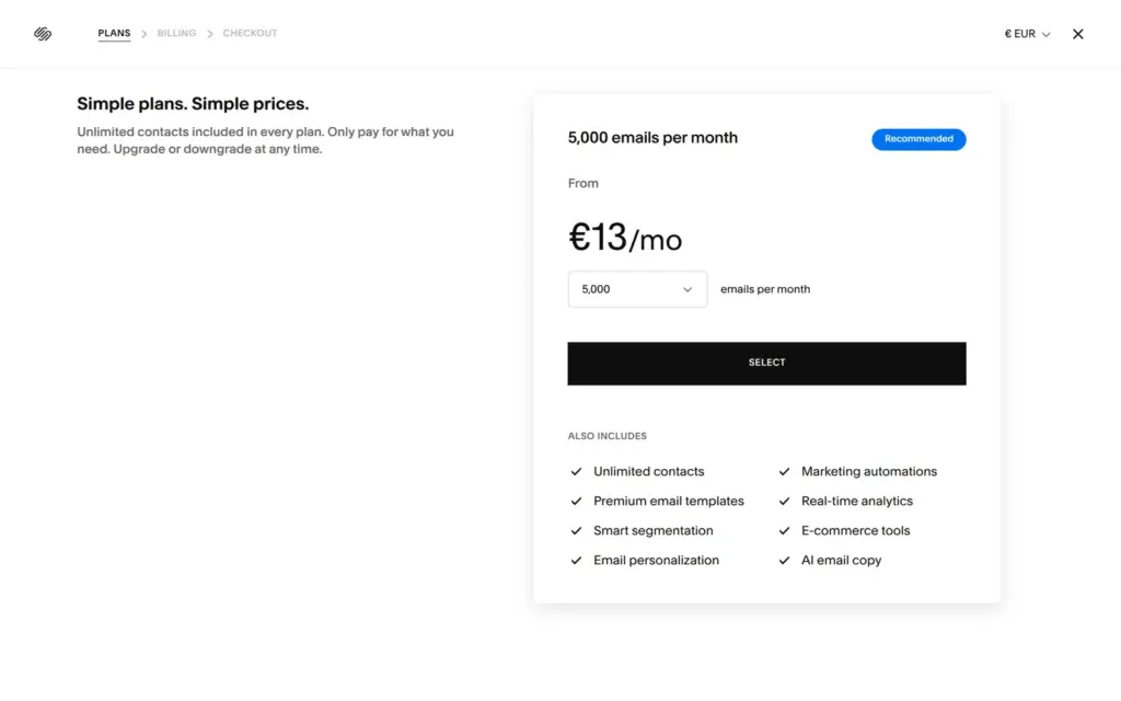 Squarespace Email Campaigns plan prices