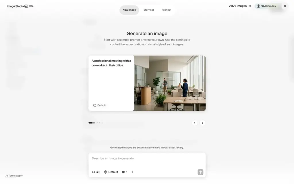 Squarespace Image Studio for generating images with AI