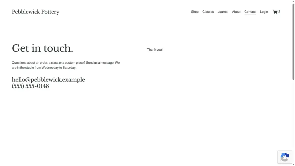 Contact form replaced by a thank you message
