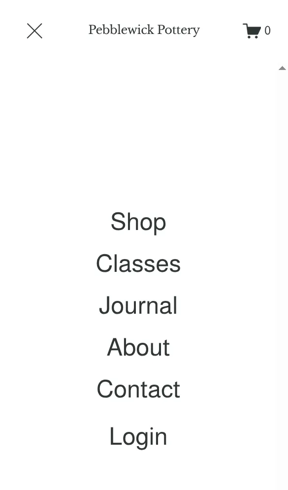 The opened full-screen menu on a phone