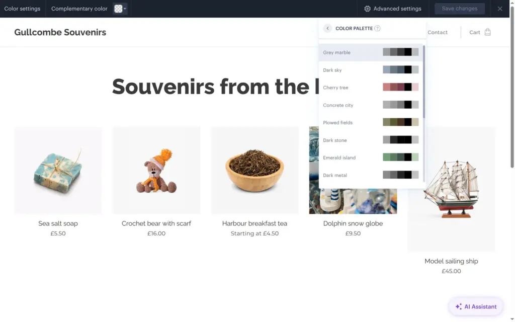 Webnode's list of color palettes