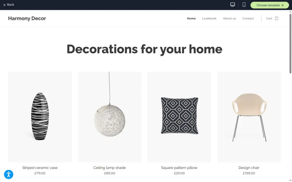 Preview of the Decoration Store template