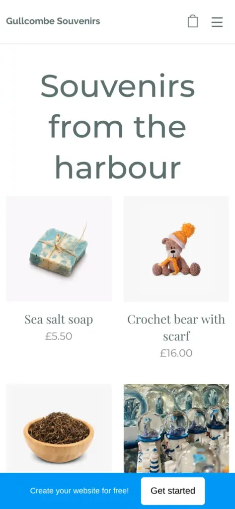 The demo shop's home page on a phone