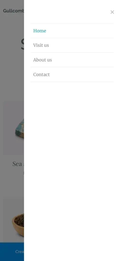 The opened phone menu of the demo shop