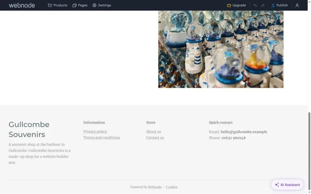 The finished Visit us page in the Webnode editor