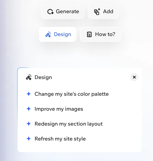 Aria's design suggestions in the Wix Harmony editor