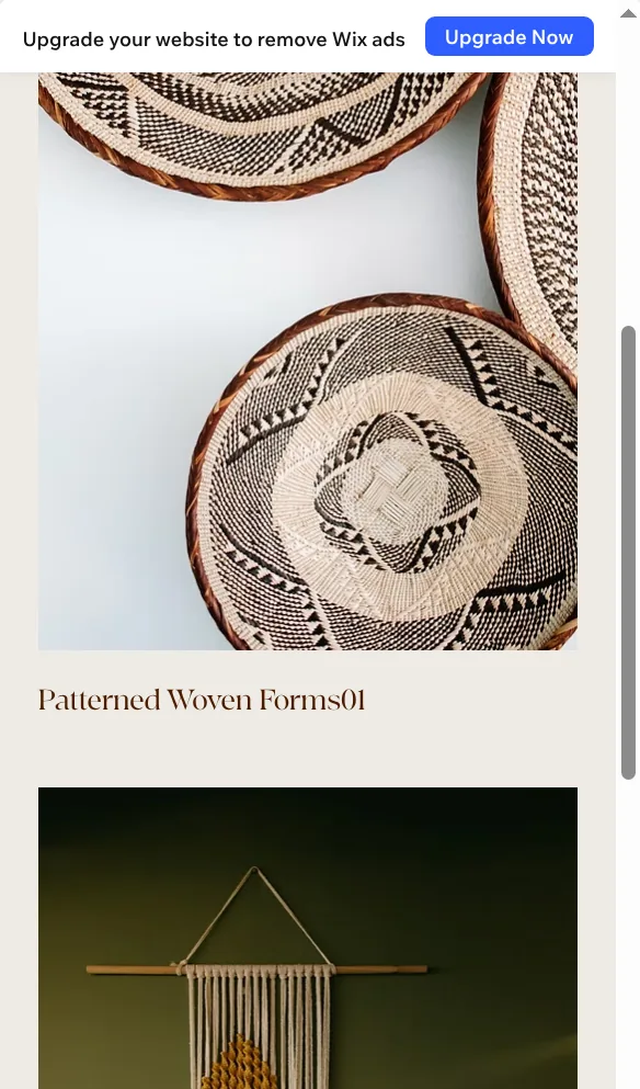 Portfolio page at phone width, where the project number runs into the title