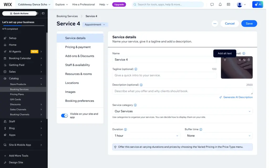 Empty Service 4 form after asking Wix to generate two services