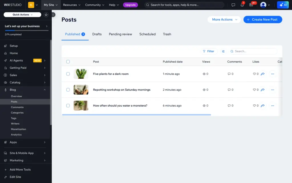 List of three published blog posts