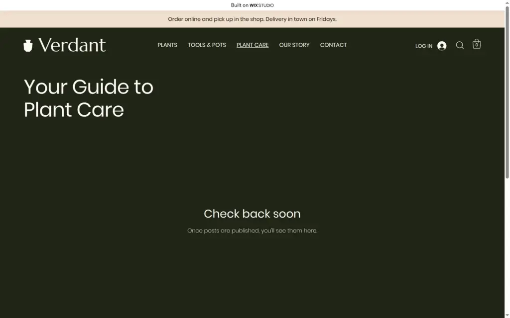 Live blog page with the template header and Verdant logo