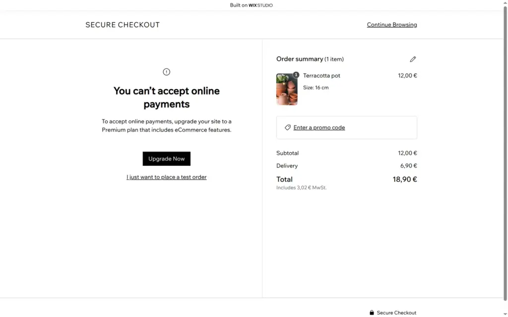 Checkout of the second test order, without an error message