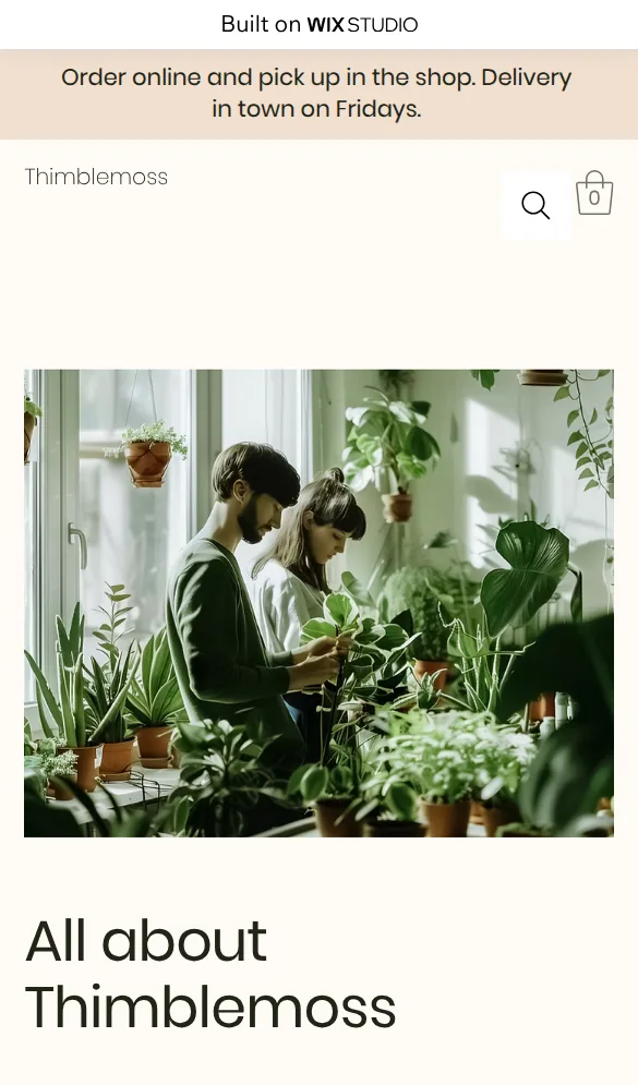 About page on a phone without a visible menu button