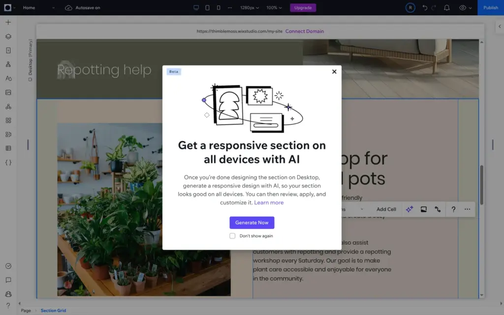 Responsive AI dialog: get a responsive section on all devices with AI