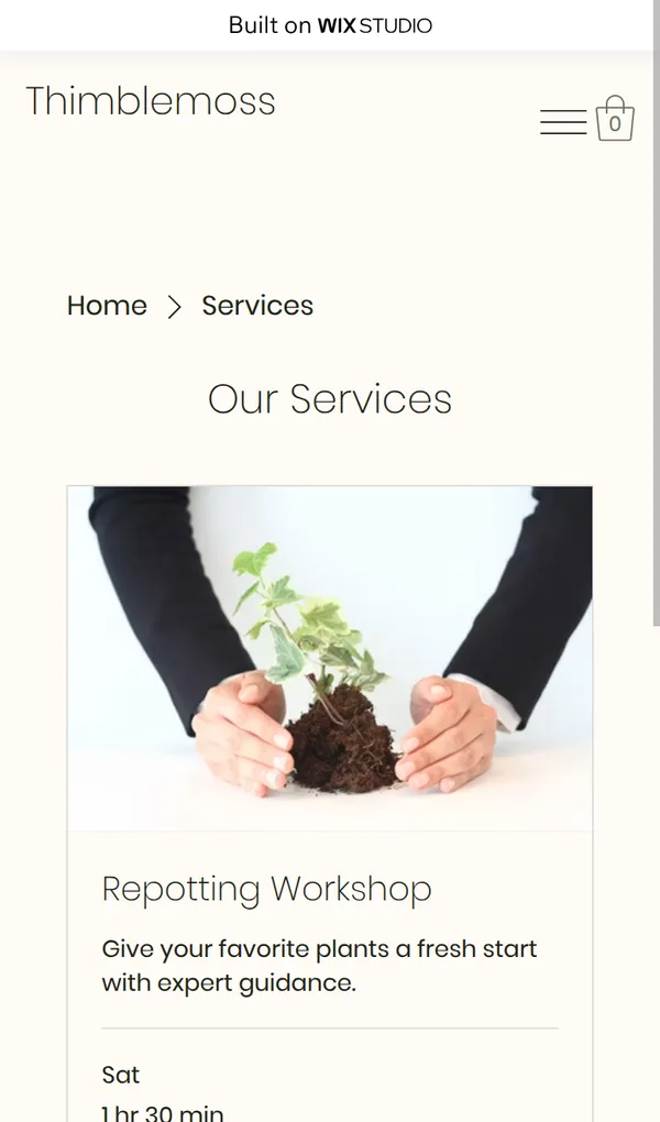 Booking page on a phone