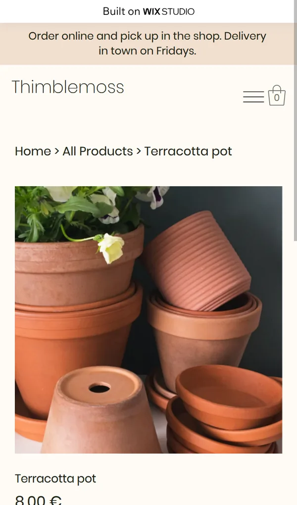 Product page on a phone