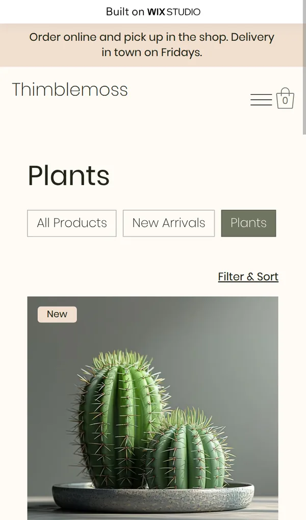 Shop page on a phone